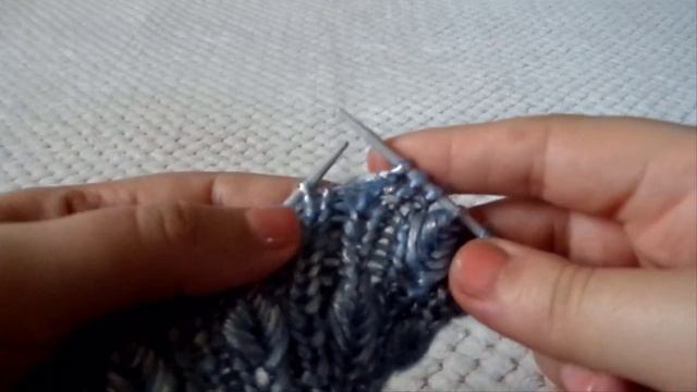 Красивый узор с вытянутыми петлями и колосками. Вязание спицами смотреть онлайн