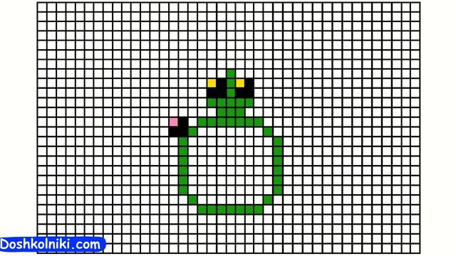 ? Как рисовать рисунок Черепаху по клеточкам, пиксель арт. Урок рисования для детей по шагам легко смотреть онлайн