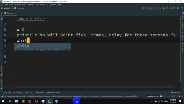 How to print a string five times, delay three seconds in Python смотреть онлайн