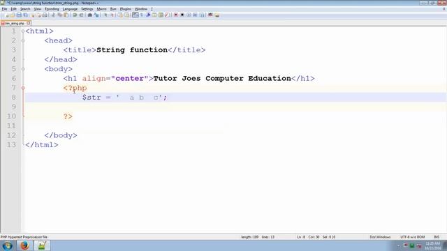String Function In PHP String Trim (trim) in Tamil смотреть онлайн