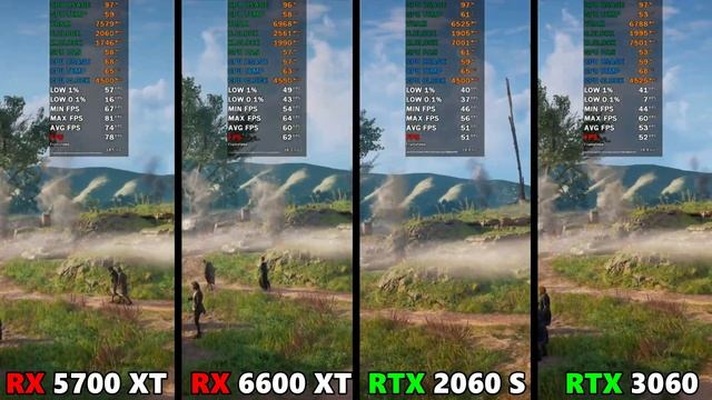RX 5700 XT VS RX 6600 XT VS RTX 2060 SUPER VS RTX 3060 - 1440p смотреть онлайн