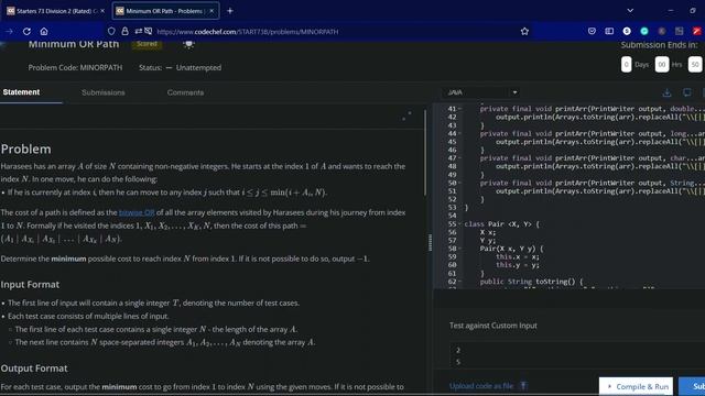 Minimum OR Path CodeChef Starters 73 Division 2 Solution in Java | Codechef Solution смотреть онлайн