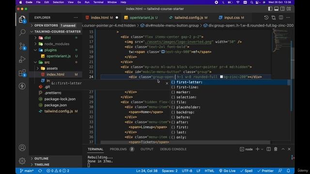 Animate mobile menu icon & create custom variant plugin with addVariant смотреть онлайн