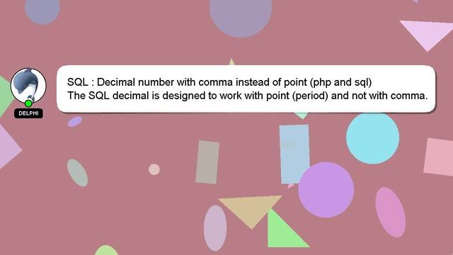 SQL : Decimal number with comma instead of point (php and sql) смотреть онлайн