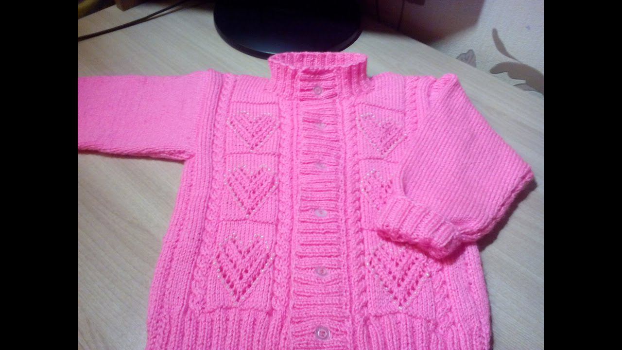 Детская кофточка с сердечками для девочки. 1 часть.Мастер-класс. смотреть онлайн