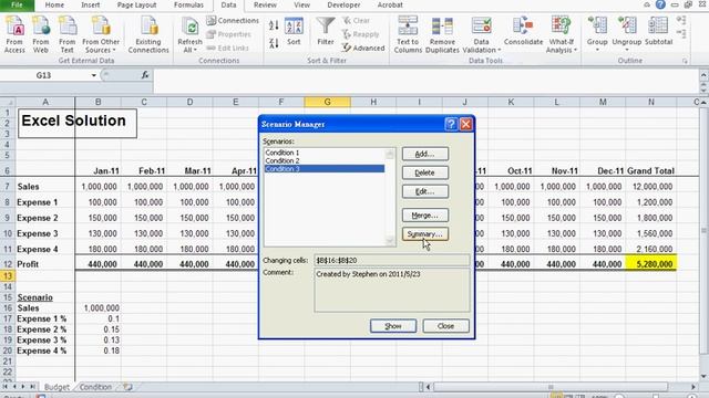 Excel Solution - How To Create Budget Analysis With Scenario Manager.avi