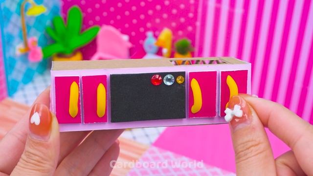 DIY Pink Bedroom, Living Room, Kitchen, Bathroom With Pools (Easy) ❤️ DIY Miniature Cardboard House