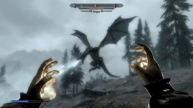 Skyrim - High Elf (pure magic) Killing Ice Dragon #4. смотреть онлайн
