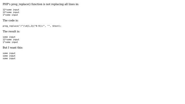 PHP's preg_replace() function is not replacing all lines смотреть онлайн