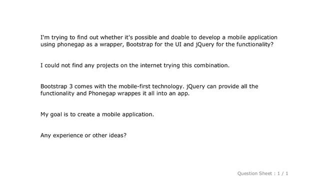 jQuery : Mobile app with Bootstrap 3, jQuery and phonegap, is it possible? смотреть онлайн