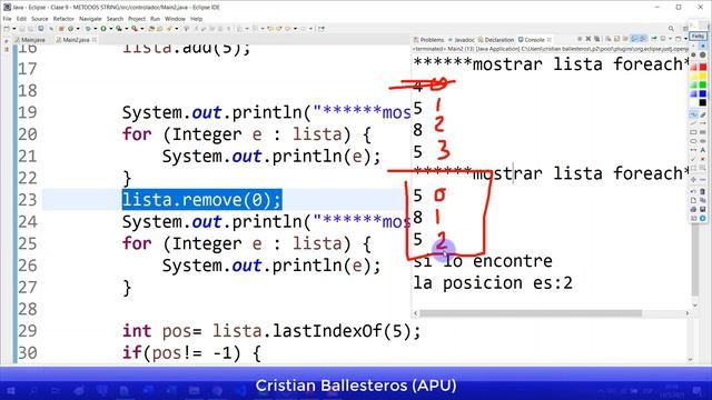 List y ArrayList metodos indexOf lastIndexOf remove set en JAVA PARTE 2/2 смотреть онлайн