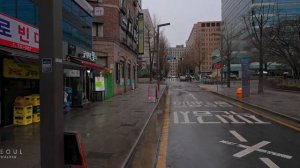 Snowy Afternoon Walk in Downtown Seoul City