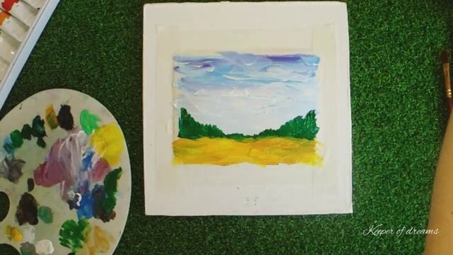 Как нарисовать яркое летнее поле поэтапно акриловыми красками на картоне смотреть онлайн