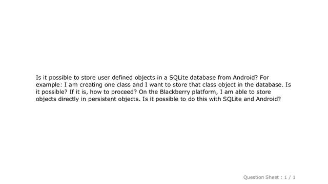 Android : How to store object in sqlite database? смотреть онлайн