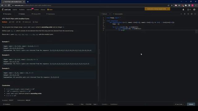 Leetcode Question 373: Find K Pairs with Smallest Sums смотреть онлайн