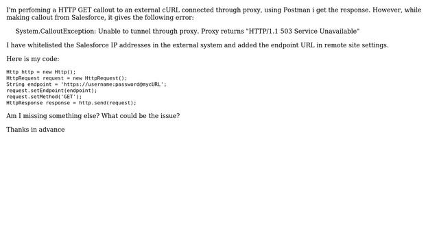 Salesforce: Unable to tunnel through proxy. Proxy returns "HTTP/1.1 503 Service Unavailable" смотреть онлайн