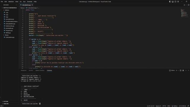 Calculadora Visual Studio Code / Python смотреть онлайн