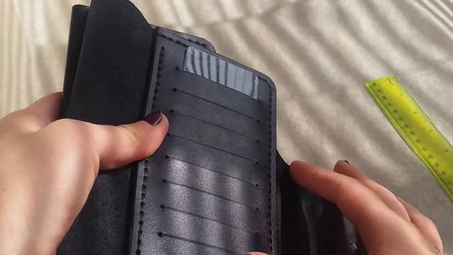 Обзор Черное портмоне из кожи для телефона и документов мужское смотреть онлайн