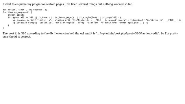 Wordpress: Enqueue plugin for specific pages смотреть онлайн