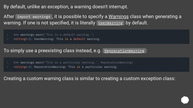 Raise warning in Python without interrupting program смотреть онлайн
