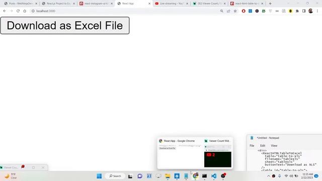 React.js Project to Export HTML5 Table to Excel File & Download it as Attachment in Browser Using J смотреть онлайн