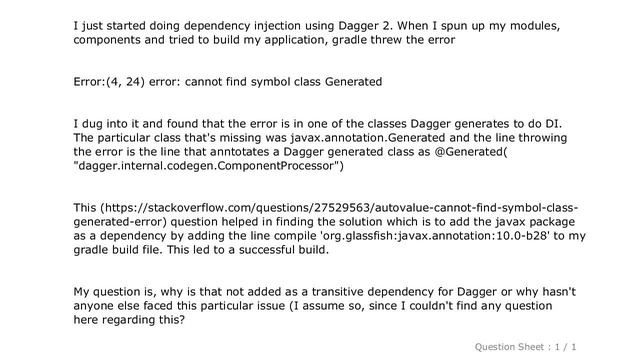 Android : Cannot find symbol class "Generated" for Dagger 2 смотреть онлайн
