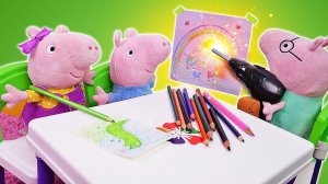 Свинка Пеппа и шумная дрель. Смешные видео для детей про игрушки Свинка Пеппа на русском языке