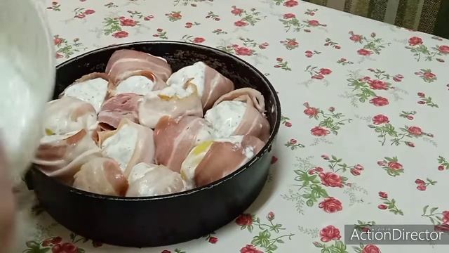 Вкусный и простой ужин. Картофель в беконе запеченый в сметане!! Рецепт простого ужина! смотреть онлайн