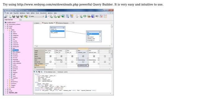 MySQL query builder? (like Access has in Design View) (4 Solutions!!) смотреть онлайн