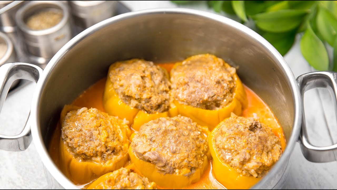 ФАРШИРОВАННЫЙ ПЕРЕЦ - Самый БЫСТРЫЙ способ как приготовить Перец фаршированный с Мясом и Рисом смотреть онлайн