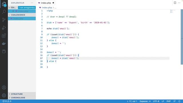 Les opérateurs en PHP : l'opérateur coalesce смотреть онлайн