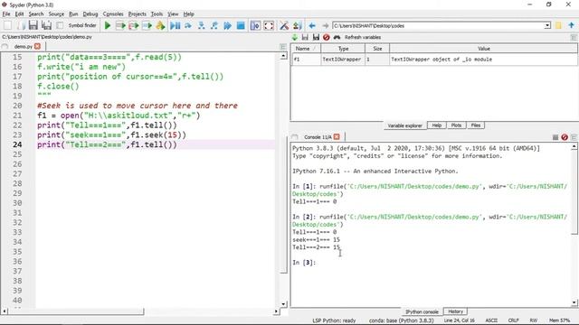 Lecture - 37 - Tell and Seek in python | Python intermediate| File Handling With statement| смотреть онлайн