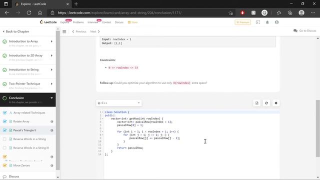 Pascal's Triangle II in C++ - A LeetCode Journey смотреть онлайн