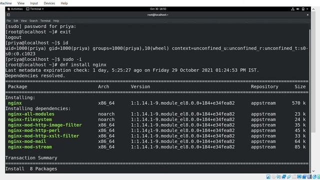Introduction to linux part 1 Installing nginx in linux centOS red hat enterprises смотреть онлайн