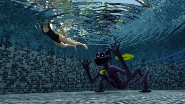 CatNap напал в бассейне и утащил под воду!!! Кот спас девочку! Poppy Playtime!