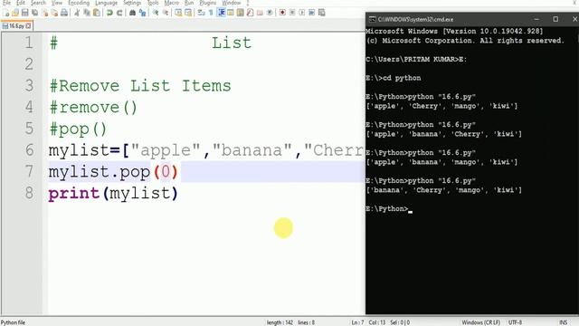 List in Python | Remove List Items | Clear List | Delete List | Lecture - 16.6 | Coding with Pritam смотреть онлайн