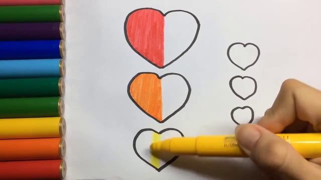 Как нарисовать и раскрасить сердце, страницу раскраски сердца, узнать цвета смотреть онлайн
