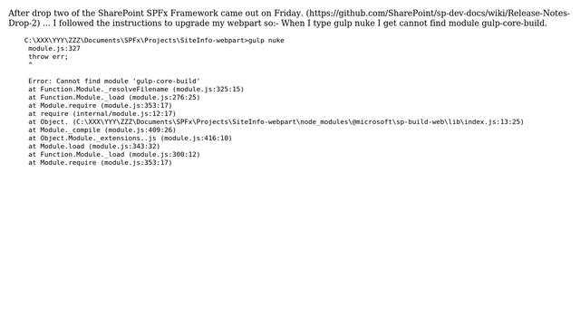 After drop two of the SharePoint SPFx Framework came out on Friday. I get error cannot find... смотреть онлайн