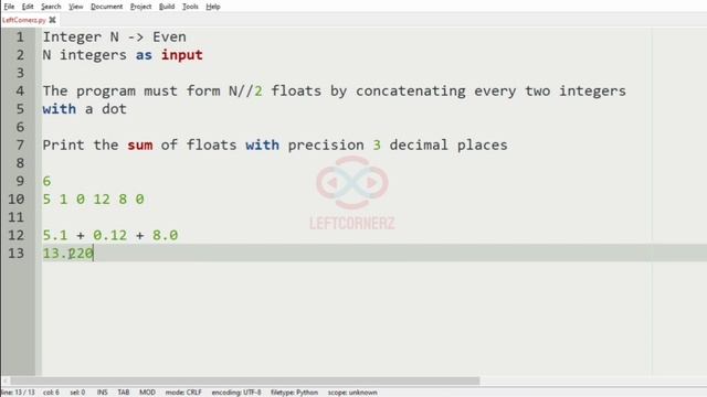 skillrack daily challenge logic and solution-float sum-concatenation(12-10-2020)[id-9585] смотреть онлайн