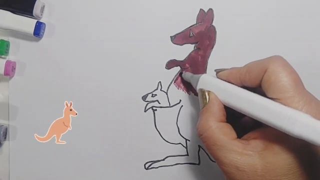 Draw cartoon drawing Kangaroo, Easy drawing for kids, Как нарисовать КЕНГУРУ, Простые рисунки смотреть онлайн