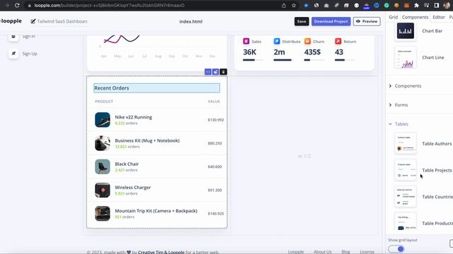 SaaS Dashboard using Tailwind CSS and Low Code | Loopple смотреть онлайн