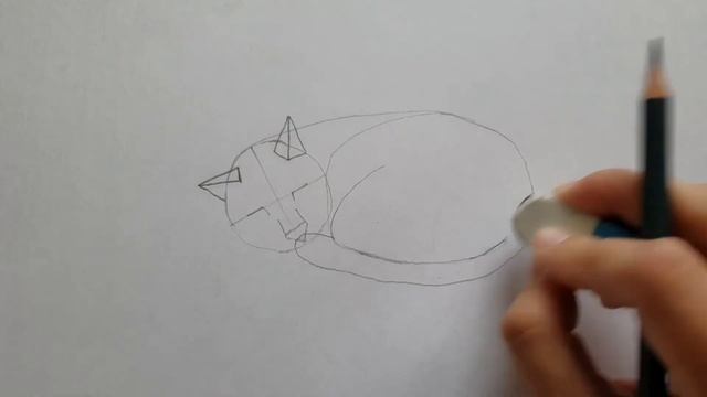 Как нарисовать спящего кота легко и просто смотреть онлайн