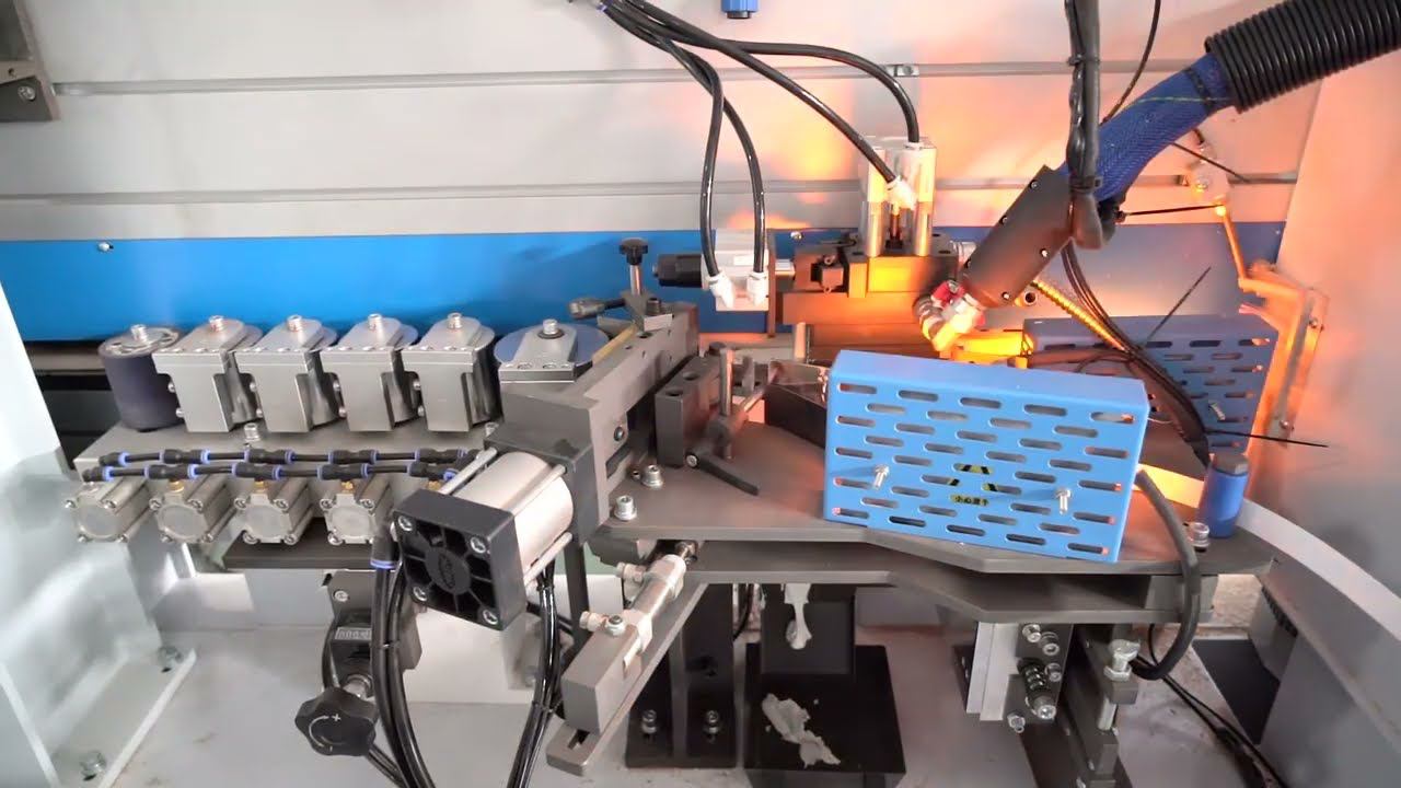 Автоматический высокопроизводительный промышленный кромкооблицовочный станок JIYU JY-968JKGSQS (PUR) смотреть онлайн