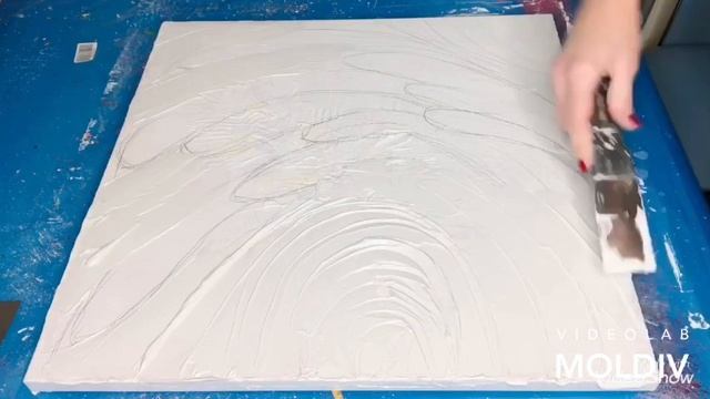 Интерьерная картина текстурной пастой и поталью. Painting with texture paste and gold leaf. Техника смотреть онлайн