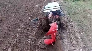 Вспашка оборотный плугом ВРМЗ с мотоблоком МТЗ