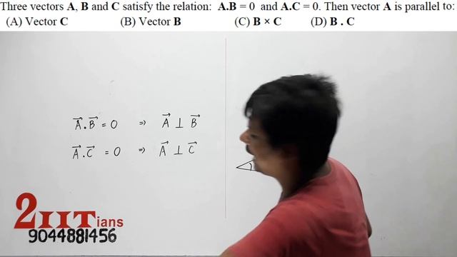 Q27 VECTORS Three vectors A, B and C satisfy the relation A.B=0 and AXC=0. Then vector A is paralle смотреть онлайн