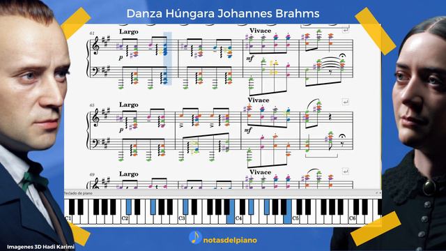 Danza Húngara | Johannes Brahms | PARTITURA y TECLAS en PIANO 🎼🎶🎹 смотреть онлайн