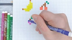 ТОП-5 рисунков → Фрукты по клеточкам / Маленькие, простые, лёгкие рисунки по клеточкам / Лайк АРТ