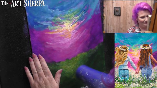 #1 Sisters in Daisies step by step Painting in acrylic Live Streaming | TheArtSherpa смотреть онлайн
