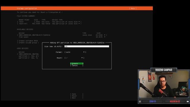 Instalação (MINIMA) do Ubuntu Server 23.10 Beta - Particionamento Manual смотреть онлайн